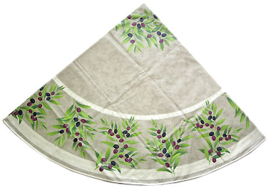 French Round Tablecloth Coated (olives. linen) - Click Image to Close
